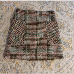 Anthropologie Maeve Womens Size 6 Bijou Plaid Knit Mini Skirt Lined Zip Back
